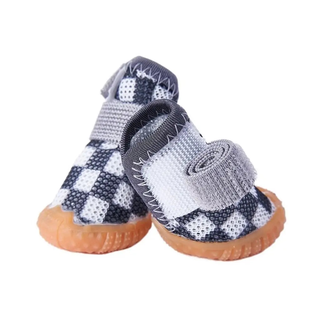 Paw-some Checkered Mesh Dog Shoes in Black & White