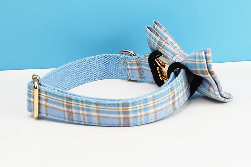 Liverpool Pale Blue Plaid Harness & Leash Collection